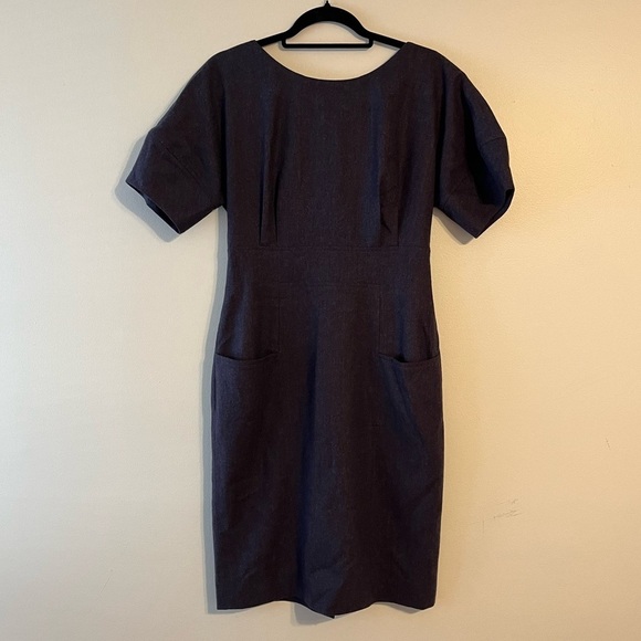 Lela Rose Wool Tweed Twill Mini Sleeveless Dolman Sleeve Sheath silk lining Gray - Picture 1 of 11